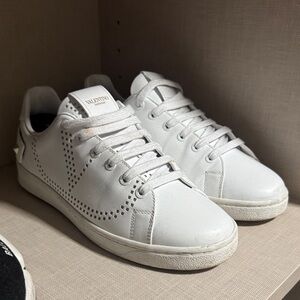 Valentino White Perforated Sneakers